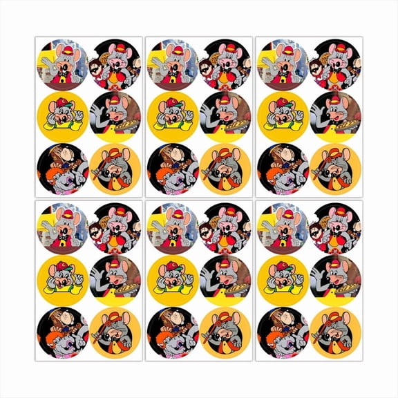 Chuck E Cheese Stickers Labels Birthday Party Favors Thank You Themed Round Circle Baby Shower 60pcs