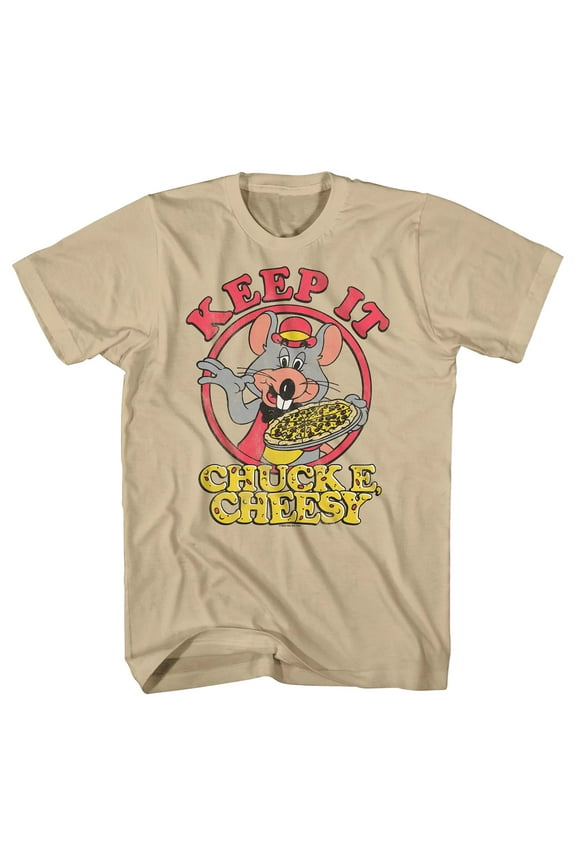 Chuck E Cheese T-Shirt Men's Keep It Cheesy Character Logo Design Adult Tee