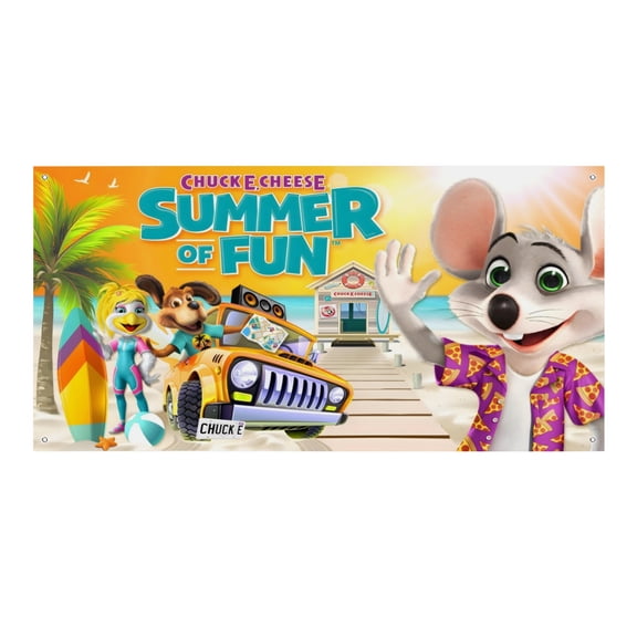 Chuck E Cheese-Theme Backdrops Banner Birthday Party Decor Supplies Personalized Party Backdrop Decoration,5x3ft150x90cm