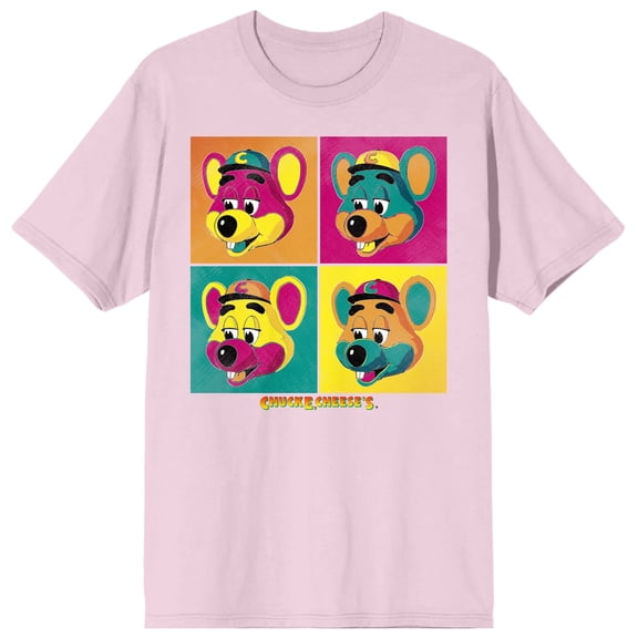 Chuck E. Cheese Warhol Face Art Men's Pink Short Sleeve Tee - XL
