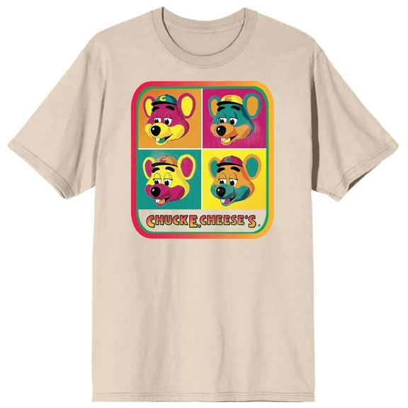 Chuck E. Cheese Warhol-Style Grid Women's Tofu Graphic Tee-Large