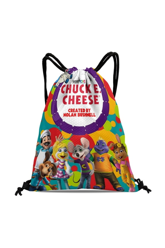 Chuck E Cheese-theme Drawstring Backpack Sports Gym Bag Water Resistant String Bag Cinch Bag12X1630X40cm