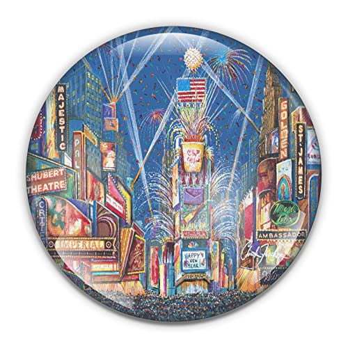 Chuck Fischer's Times Square Paperweight in Gift Box, 3 Inch Crystal Dome, Perfect for House Warming Gift
