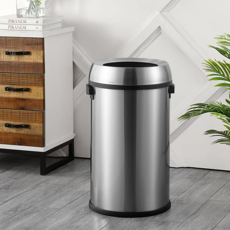 Chuck Kitchen/Office 17.2-Gallon Open-Top Trash Can, Chrome 