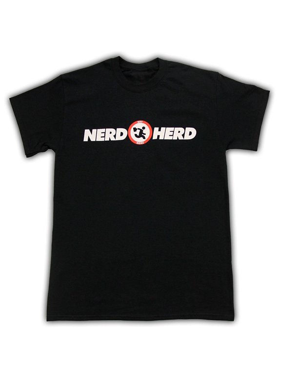 Chuck Nerd Herd Logo Black Adult T-Shirt