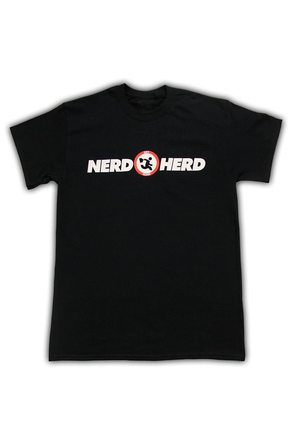 Chuck Nerd Herd Logo Black Adult T-Shirt