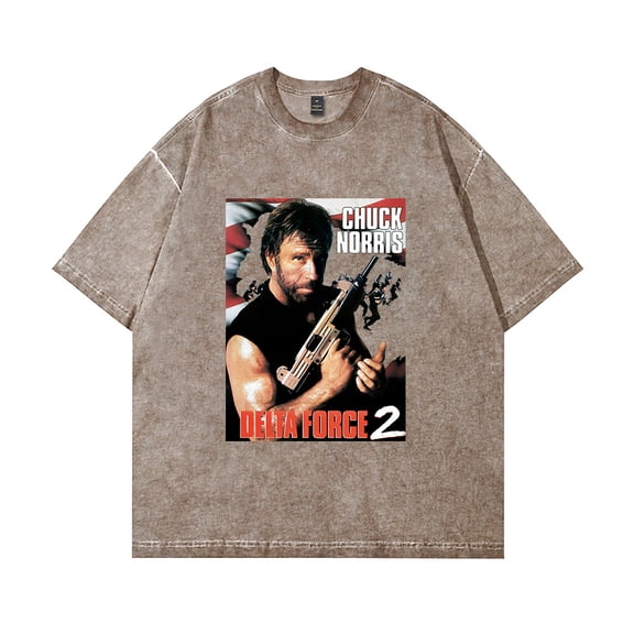 Chuck Norris Merch Distressed Washed Cotton Oversized Tee Vintage Streetwear Short Sleeve Relaxed Unisex Fit