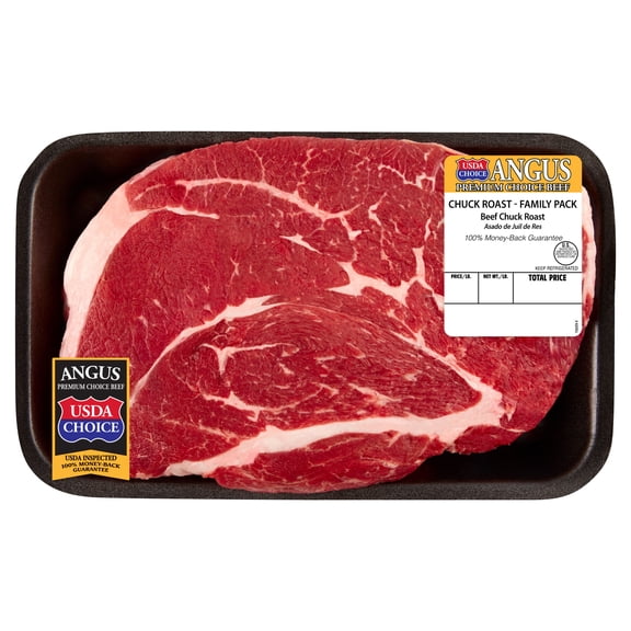 Chuck Roast, Choice Angus Beef, Tray, Family Pack, Fresh, 3.25 - 4.25 lb