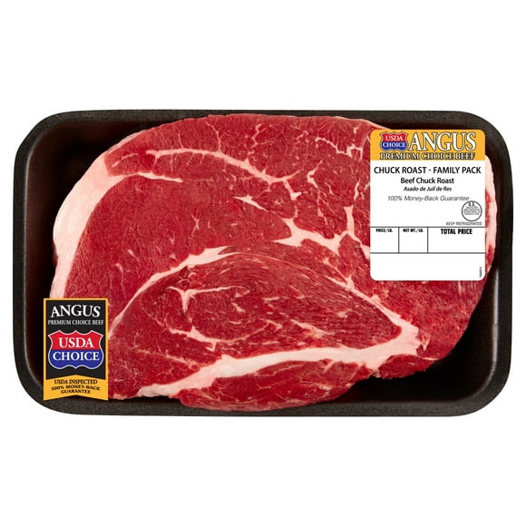 Chuck Roast, Choice Angus Beef, Tray, Family Pack, Fresh, 3.25 - 4.25 lb