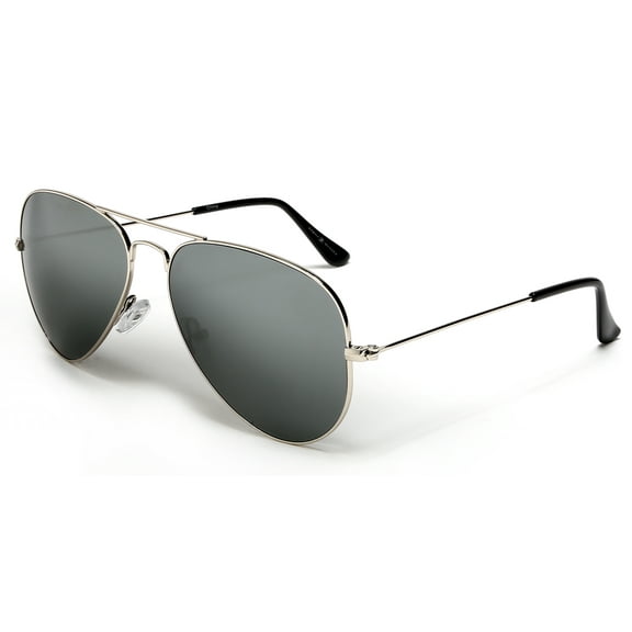 Chuck and Amy Classic Stainless and Glass Lens Aviator Sunglasses Silver - Silver