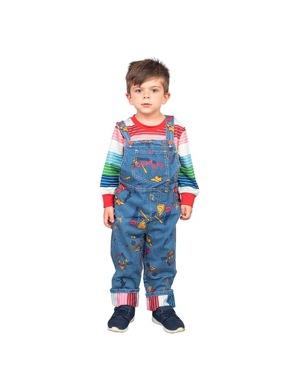 Chuckie Good Guy Doll Kids Costume Set Long Sleeve Shirt and Overalls Childrens Halloween Cosplay