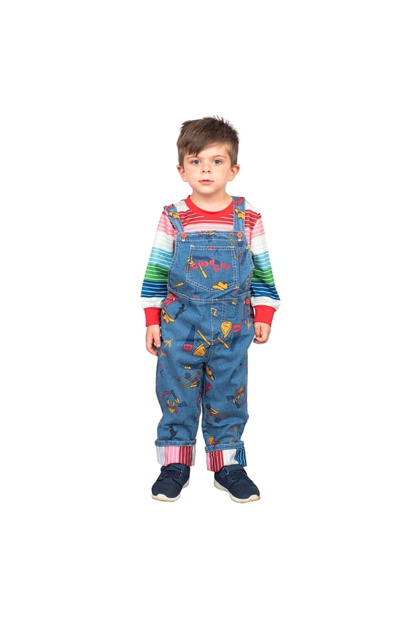 Chuckie Good Guy Doll Kids Costume Set Long Sleeve Shirt and Overalls Childrens Halloween Cosplay