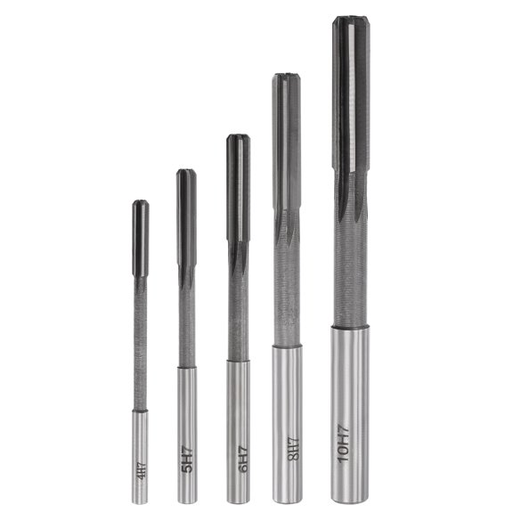 Chucking Reamer Set Lathe Machine Reamer Straight Flute Milling Cutter High Speed Steel H7 Tolerance (4mm-10mm) 5pcs