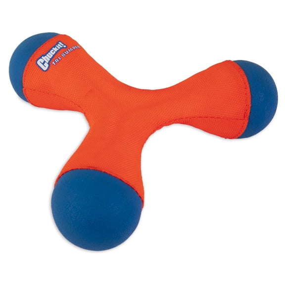 Chuckit! Amphibious Tri-Bumper Rubber Fetch Dog Toy, Medium 8.2" for Breeds 20-60 lb, Pack of 1, Orange