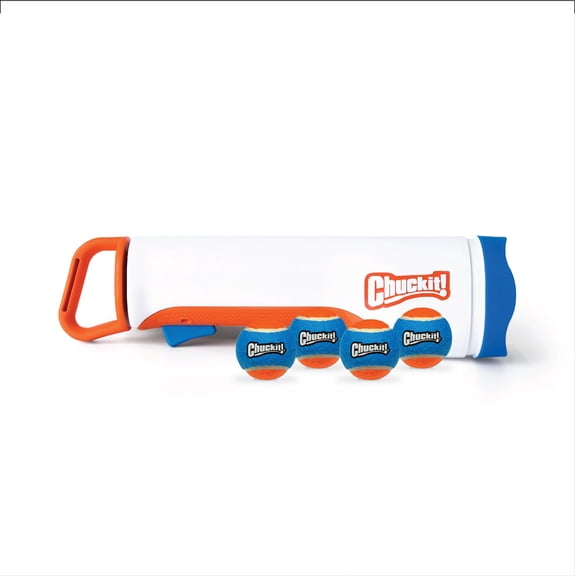 Chuckit! Cannon 16S Dog Ball Launcher Fetch Toy for Dogs, 16" Long Compatible with Small 2" and Medium 2.5" Balls, 4 Small Balls Included
