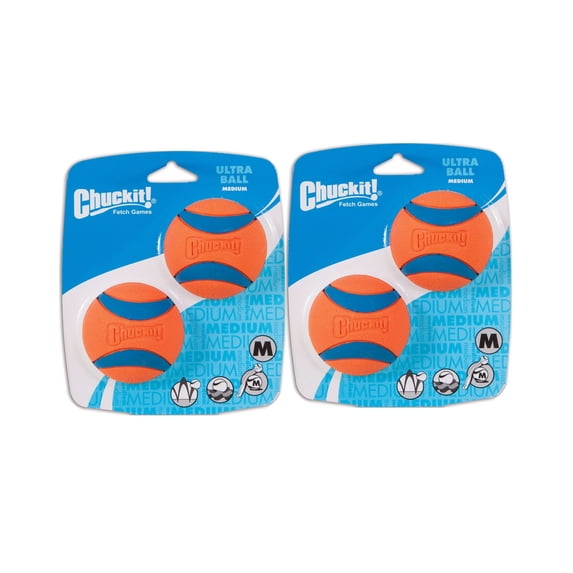 Chuckit! Dog Fetch Toy ULTRA BALL Durable Rubber Fits Launcher MEDIUM 4 Balls