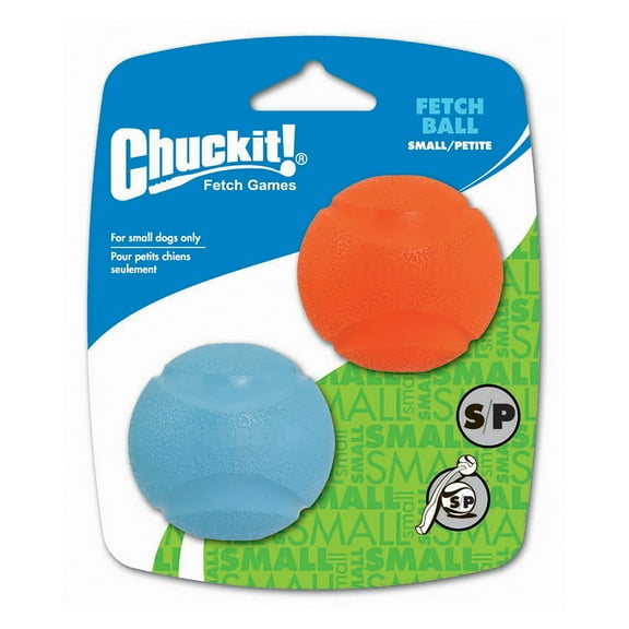 Chuckit! Fetch Ball Rubber Dog Toy, 2" Small for Small Dogs and Puppies, Pack of 2, Assorted