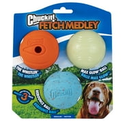 Chuckit! Fetch Medley Rubber Dog Ball Dog Toys, Medium (2.5"), Value Pack, Pack of 3