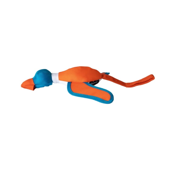 Chuckit! Flying Duck Sling Fabric Dog Toy, Polyester Fetch Slingshot Toy For Dogs, Flies and Crinkles, Small 14", For Breeds Up To 60 lb, Pack of 1, Orange and Blue
