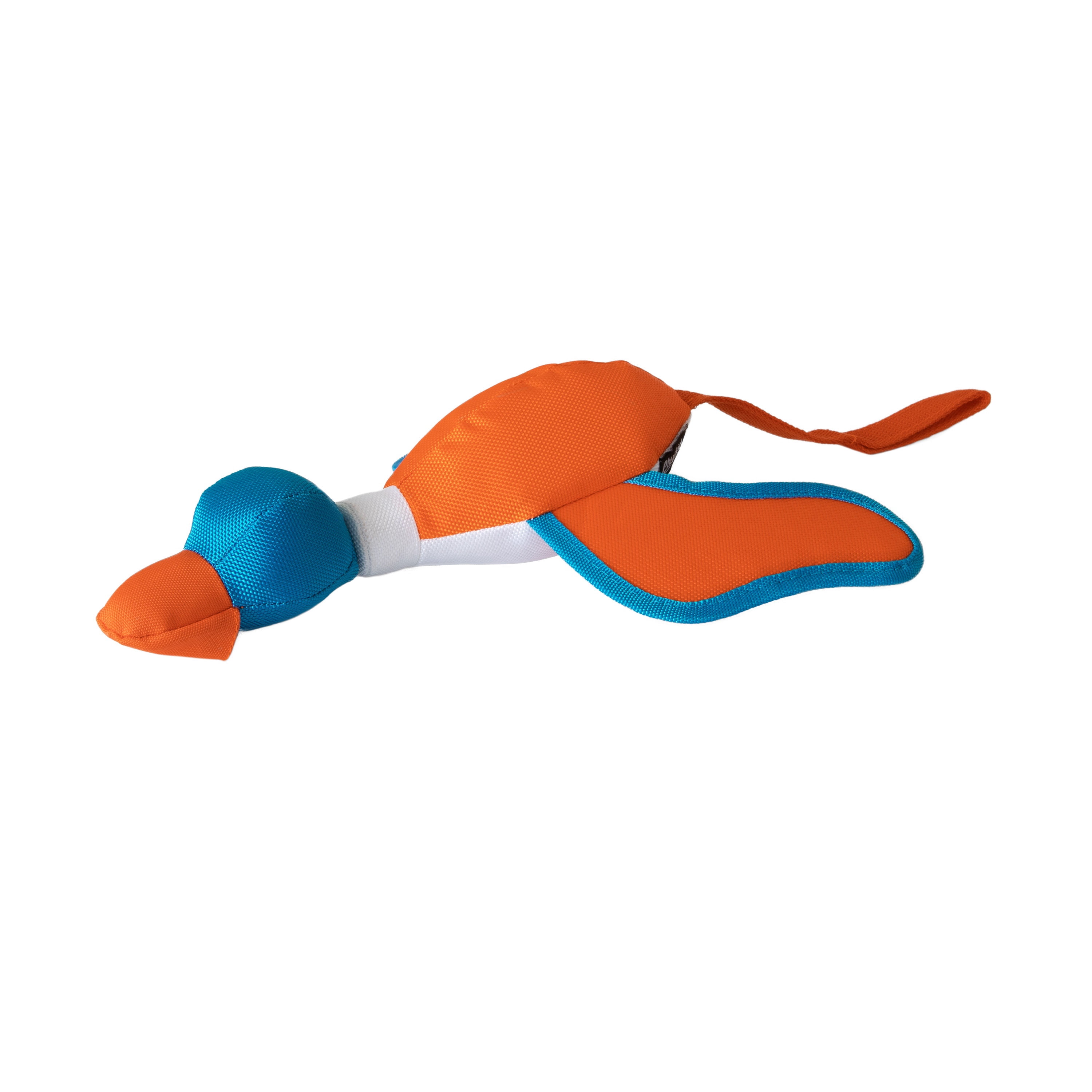Chuckit! Flying Duck Slingshot Fetch Toy, Orange & Blue – Crinkle Fabric Duck for Dogs Up to 100 lb, Pack of 1