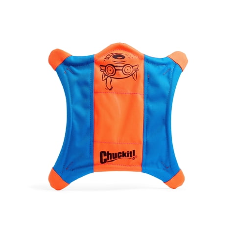 Chuckit! Flying Squirrel Canvas Fetch Disc Dog Toy, Large 11" for Breeds 60 lb+, Pack of 1, Orange and Blue