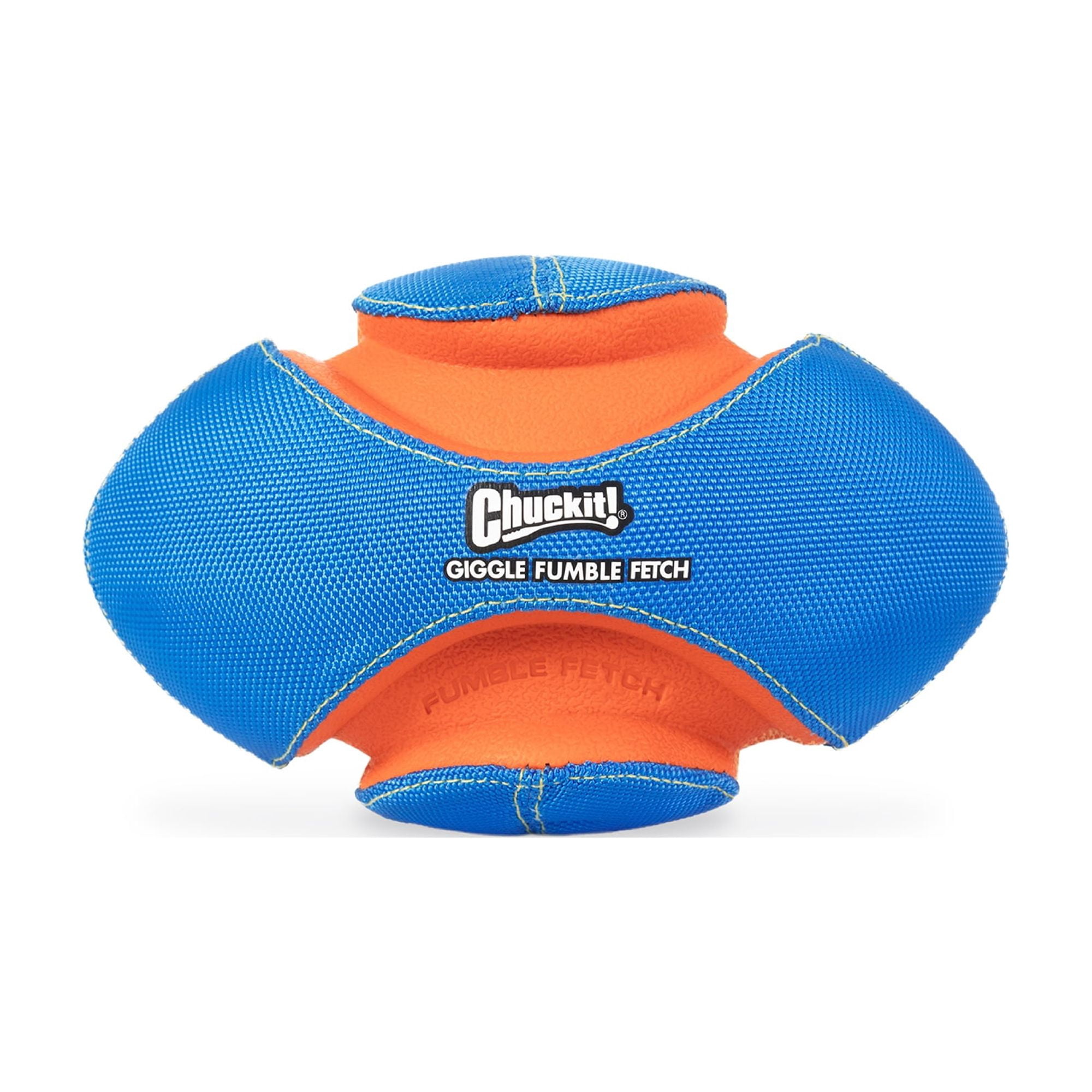 Chuckit! Giggle Fumble Fetch Dog Ball Fetch Football Toy for Dogs with Bitezones, 7.9" L for Small Pets up to 30 lbs, Pack of 1
