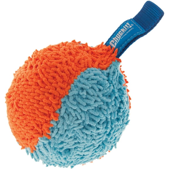 Chuckit! Indoor Fetch Shaker Fabric Dog Toy, 7.5", Orange and Blue