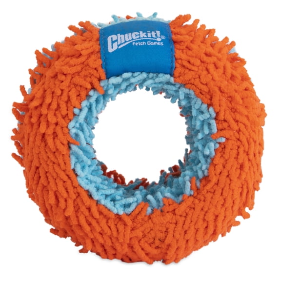 Chuckit! Indoor Roller Fabric Soft Chenille Dog toy, Interactive Indoor Fetch Toy For Dogs, 7.5", Not A Chew Toy, Orange and Blue