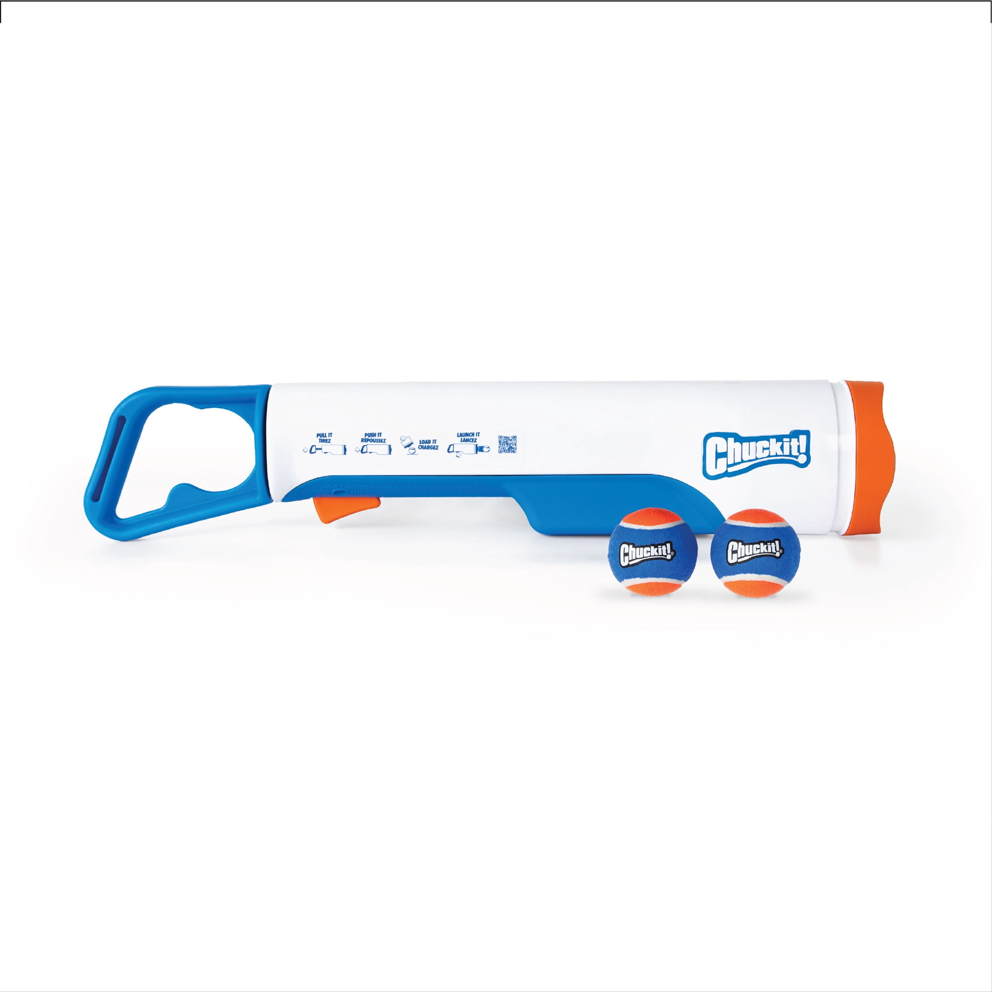 Chuckit! Max Cannon 24M Dog Ball Launcher Fetch Toy for Dogs, 24" Long Compatible with Medium 2.5" Balls, 2 Balls Included