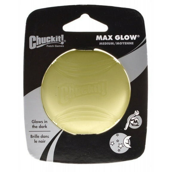 Chuckit Max Glow Ball [Dog, Toys Rubber & Cressite] Medium Ball - 2.25" Diameter (1 Pack)
