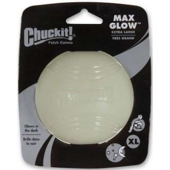 Chuckit Max Glow Ball [Dog, Toys Rubber & Cressite] X-Large Ball - 3.5" Diameter - 1 Pack