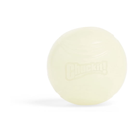 Chuckit! Max Glow Dog Ball Rubber Fetch Toy For Dogs, Large 3", For Breeds 60-100 lb, Pack of 1, Glow in the Dark
