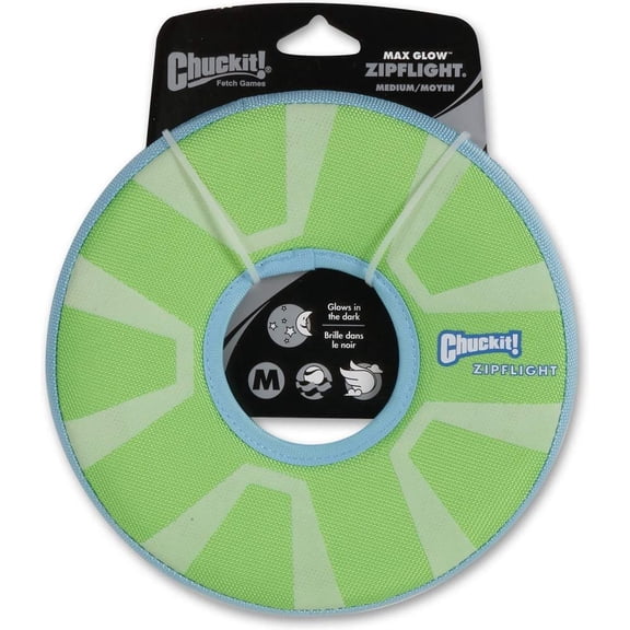 Chuckit! Max Glow Zipflight Flying Disc Fetch Dog Toy, Medium 8.5", for Dogs 20-60 lb, Assorted Colors
