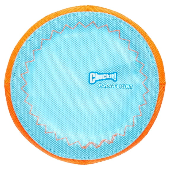 Chuckit! Paraflight Flying Disc Frisbee Dog Toy for Pools, Small (6.5") for Dogs Puppies 20-60 lb, Orange and Blue