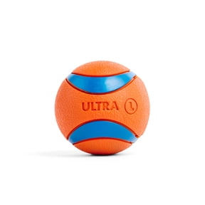 Chuckit! Ultra Dog Ball Durable Rubber Fetch Toy For Dogs, Large 3" For Breeds 60 to 100 lb, Pack of 1, Orange and Blue