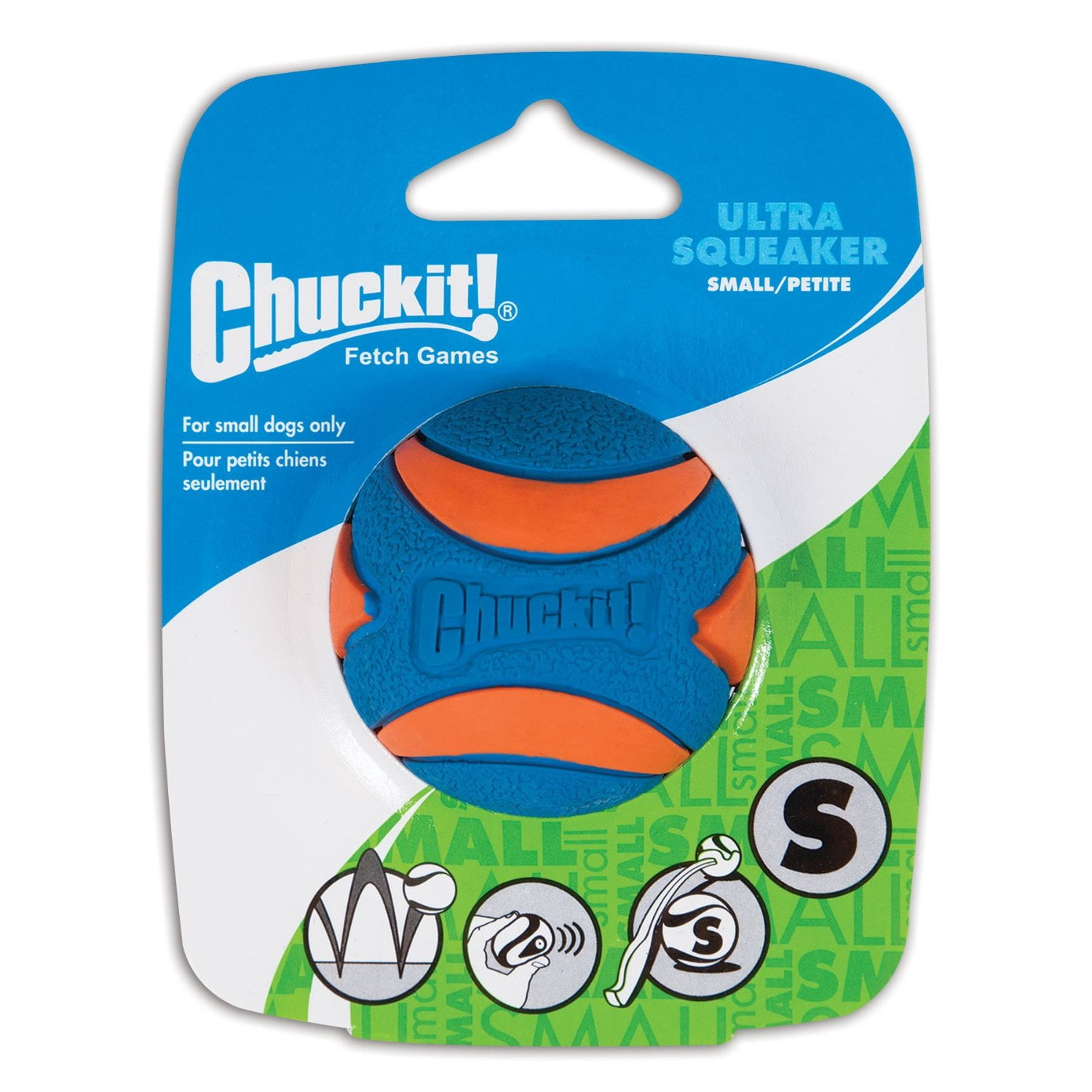 Chuckit! Ultra Squeaker Ball Natural Rubber Dog Toy Small 2 inch - 4 Pack