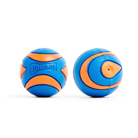 Chuckit! Ultra Squeaker Dog Ball Fetch Toy For Dogs, Small 2" for Small Breeds, Pack of 2, Blue and Orange