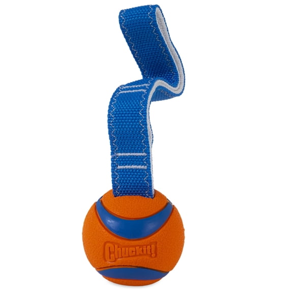 Chuckit! Ultra Tug Dog Ball Rubber Fetch and Tug Toy For Dogs, Small 2" for Breeds up to 20 lb and Puppies, Pack of 1, Orange and Blue