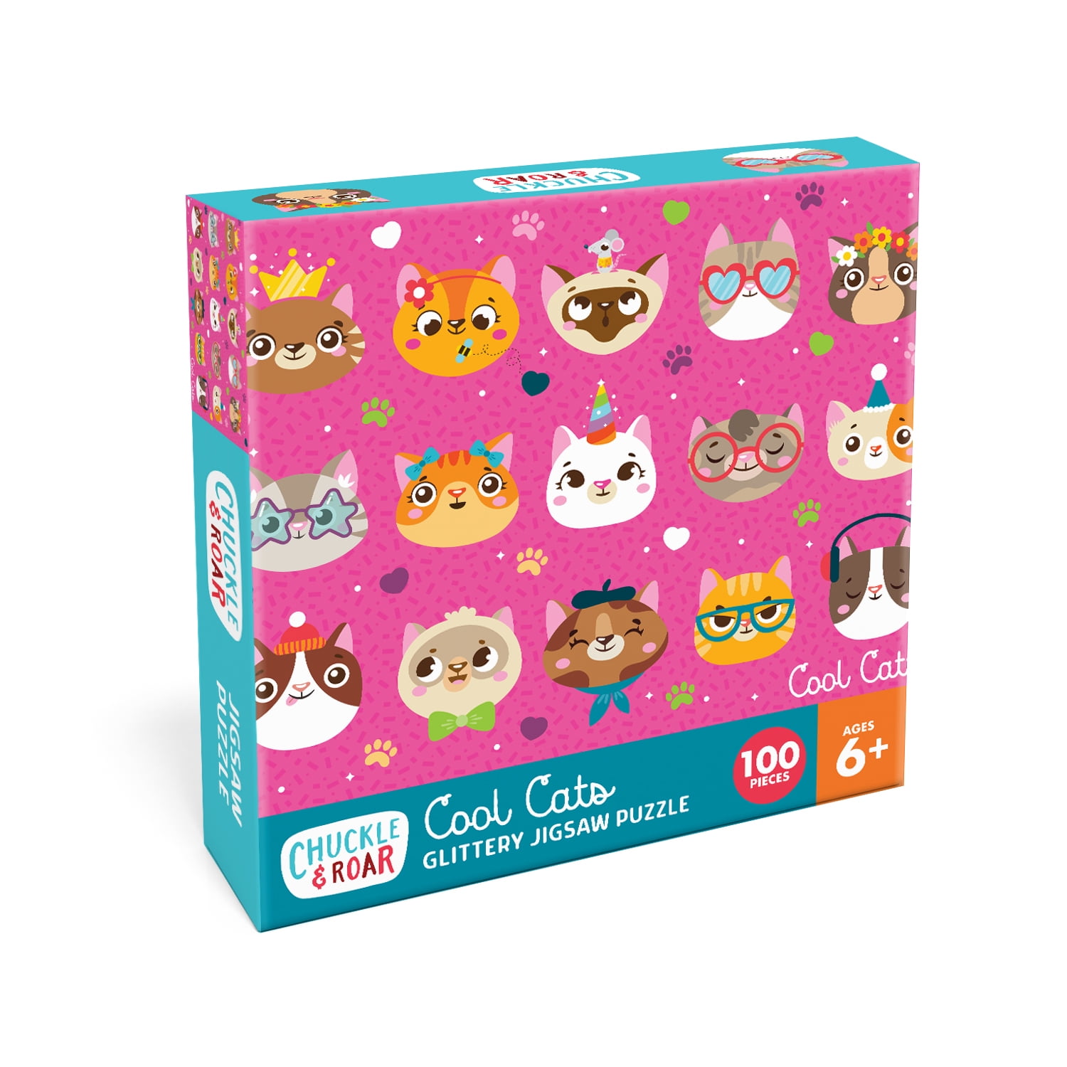 Chuckle & Roar 100-Piece Cool Cats Glittery Interlocking Jigsaw