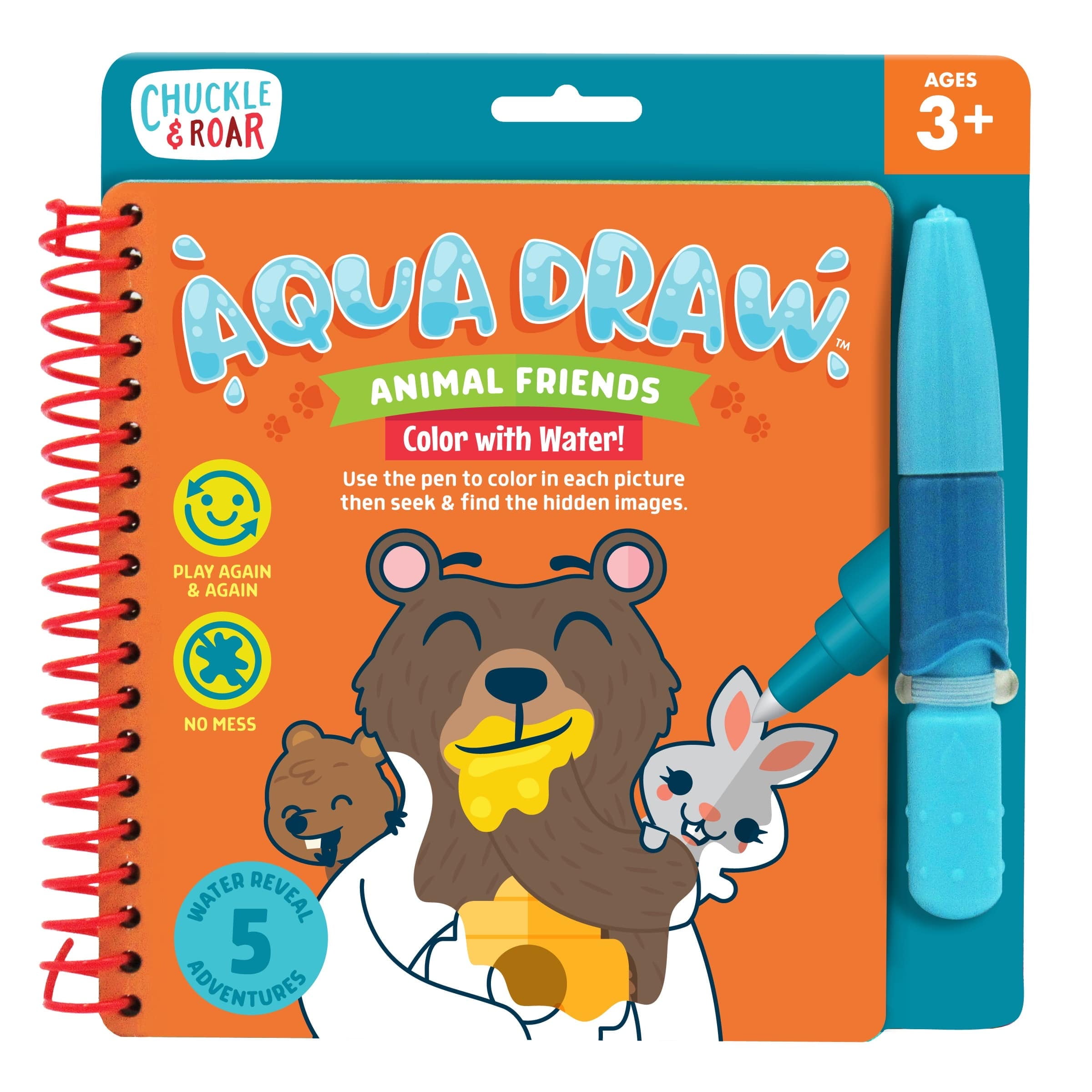 Chuckle & Roar Aqua Draw Animal Friends Color with Water for Children Ages 3+