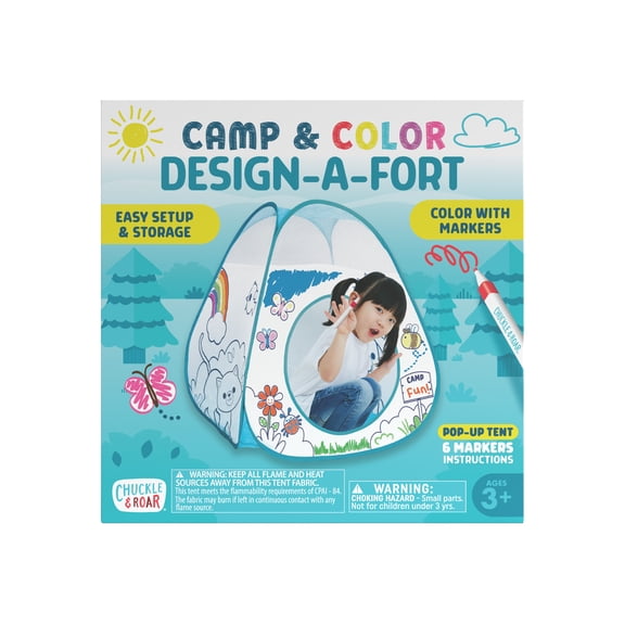 Chuckle & Roar Design-a-Fort Color & Camp Indoor Play Tent for Kids Ages 3+