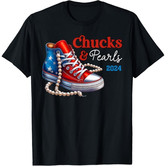Chucks And Pearls 2025 I'm With Her Kamala Men Women T-Shirt