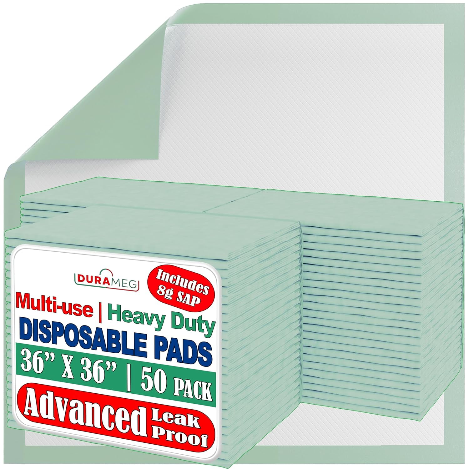 Chucks Disposable [50-Pads] Underpads 36x36 Incontinence Chux Pads - 8g Super Absorbent Polymer Protective Bed & Pee Pads for Babies, -, Adults & Elderly | Puppy Pads Large for Training Leak Proof