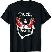 LINCUN Chucks and Pearls Black 2024 For Women and Men Funny T-Shirt