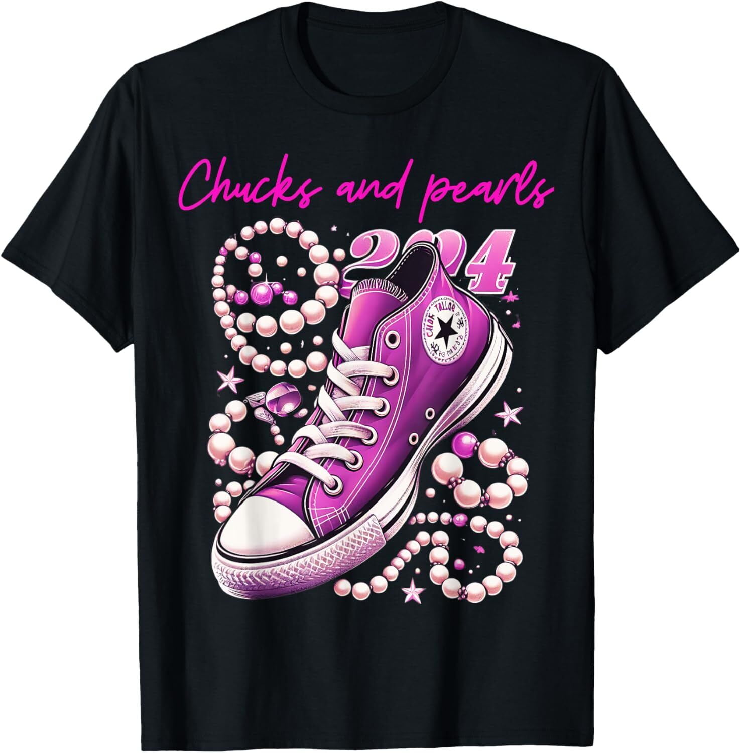 Chucks and Pearls Kamala Harris 2024 For President TShirt