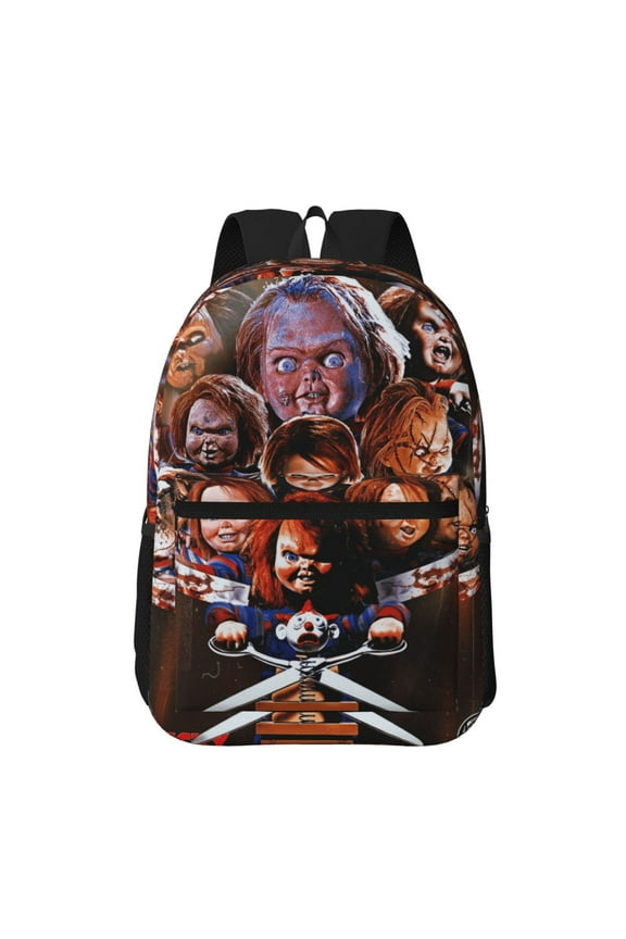 Chucky Backpack Printed School Book Bag Travel Daypack 17in Rucksack With Pockets for Men Women