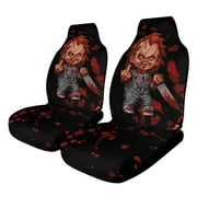 Chucky Car Seat Covers Nonslip Elastic Front Seat Protector Fashion Prints Seat Mat Cover Universal Fit Cars Trucks SUV 2PCS Car Accessories