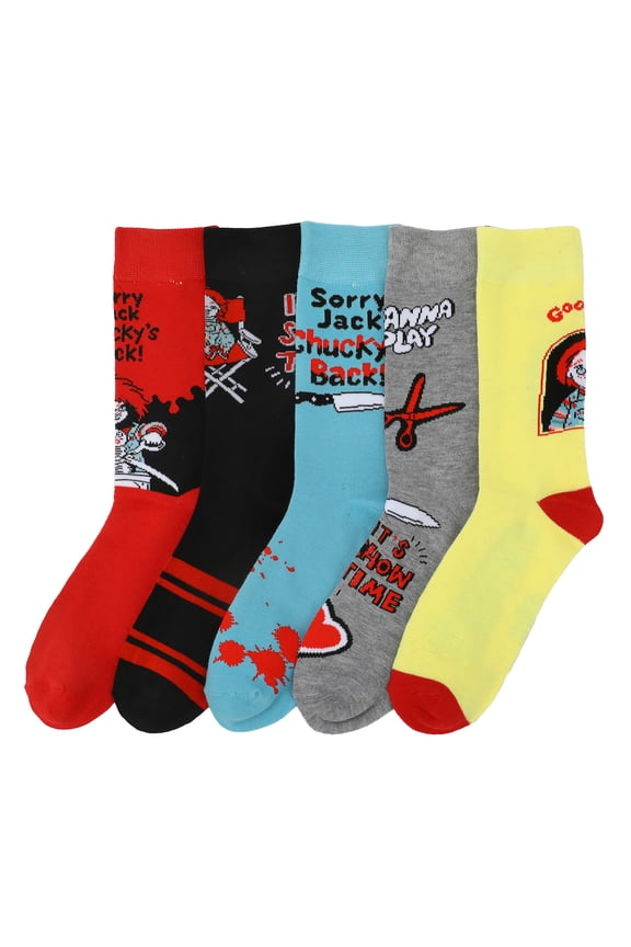 Chucky Character Art Adult 5-Pair Casual Crew Socks