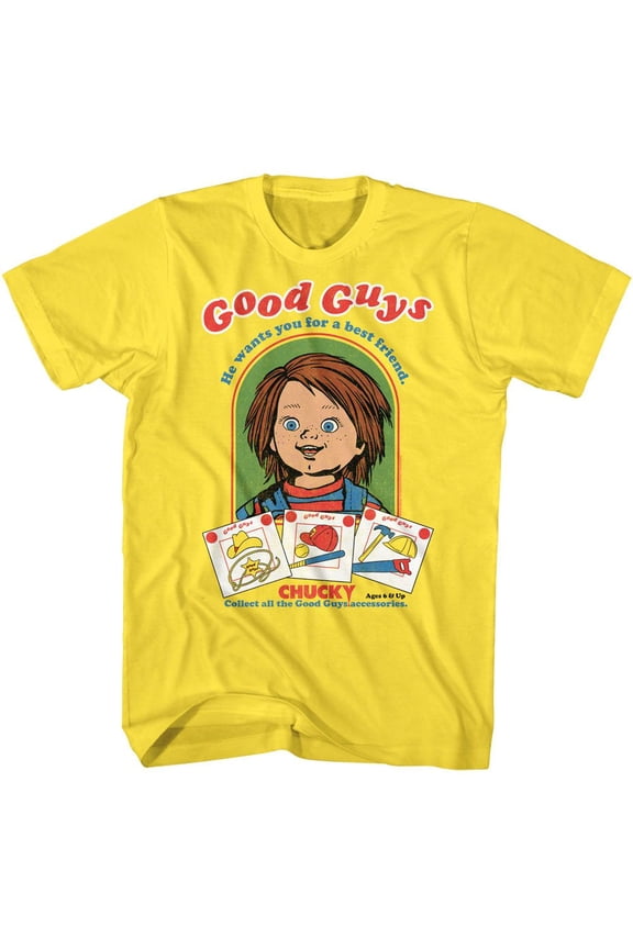 Chucky Child's Play Good Guys Yellow Adult T-Shirt 2Xl