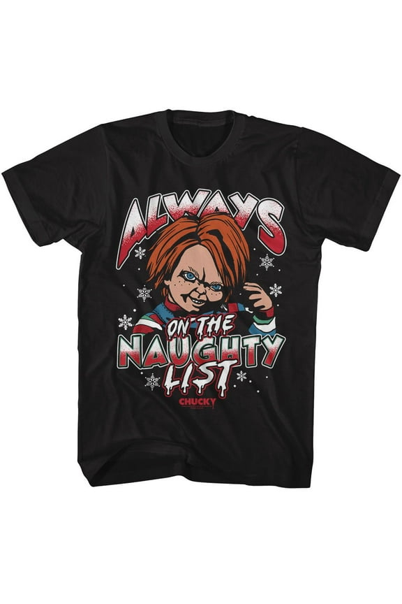 Chucky Child's Play Naughty List Black Adult T-Shirt M